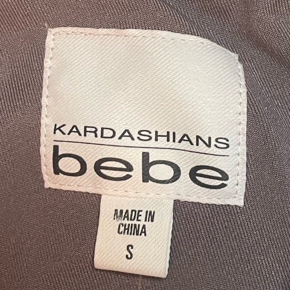 BEBE Kardashians Taupe Cutout Dress Cinched One Shoulder Goddess Wrap size Small - Picture 3 of 4